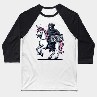 grim reaper music lover ride unicorn Baseball T-Shirt